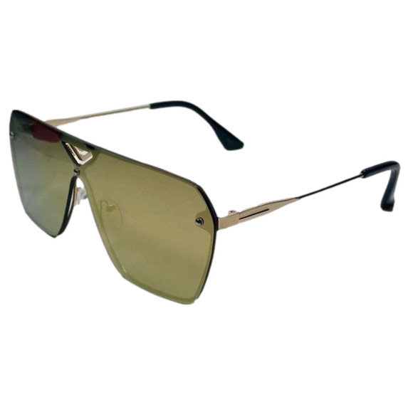 6041 | Gold/Green Rimless Shield Sunglasses - Picture 3 of 6